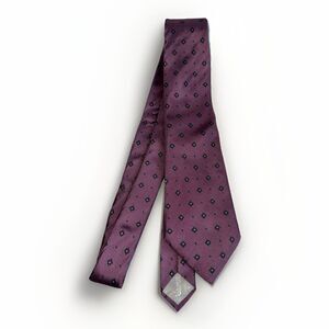 Christian Dior Purple Italian Silk Tie Geometric Mid Century Pattern Vintage